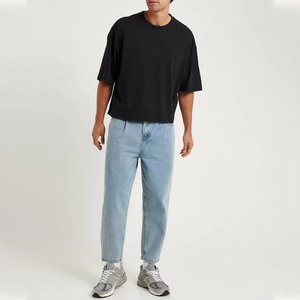 Camiseta de lujo personalizada 100% algodón con hombros caídos, estampado en relieve, cuello simulado oversize, camiseta de peso pesado para hombre - Product Image 5