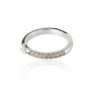 14K White Gold Diamond Black Enamel Ice Out Statement Ring - Product Image 4