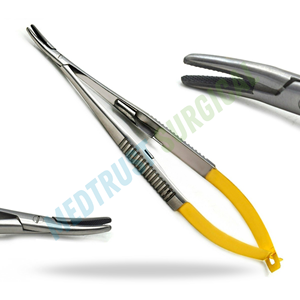 Porte-aiguille Micro Castroviejo TC courbé 140 mm en carbure de tungstène, instrument chirurgical ophtalmique - Product Image 4