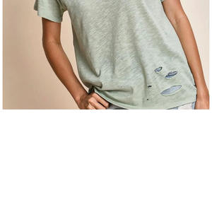 Customized 100% Cotton Men's Distress T-Shirt Custom Logo Oversized Loose <b>Distressed</b> Lightweight Blank <b>Tops</b> T Shirts - Product Image 4