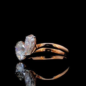 Oval & Pear Cut Lab Grown Diamond Toi Et Moi Engagement <b>Ring</b> IGI Certified 14K Solid Gold <b>Two</b> <b>Stone</b> <b>Ring</b> - Product Image 2