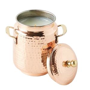 Petit pot à bougie en forme de refroidisseur de vin en métal plaqué cuivre inoxydable avec couvercle récipient à bougie utilisé par hôtel de haute qualité - Product Image 1