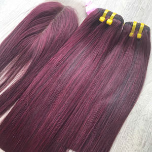 Cheveux humains vierges vietnamiens de qualité supérieure, lisses et droits, couleur Bourgogne, avec fermeture, super double trame, livraison rapide - Product Image 6