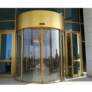<span class=keywords><strong>Porte</strong></span> en verre automatique rotative de luxe pour entrées d'hôtels, construction en verre trempé imperméable avec finition de surface haut de gamme - Product Image 1