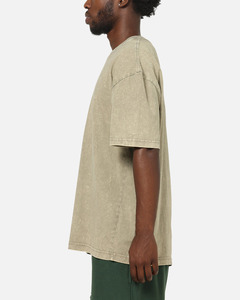 Camiseta Extra Grande para Hombre, Color Verde Oliva Claro, Estilo Vintage Lavado, Corte Holgado de Verano, Camiseta Personalizada al por Mayor OEM - Product Image 4