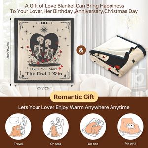 Regalo di Anniversario per Coppie, Coperta con Teschio 152x132 cm, Scritta 'Ti Amo Più' per Lui e Lei, per Fidanzato e Fidanzata - Product Image 2