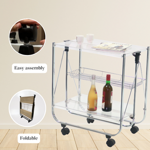 Chariot de nourriture pliable en tube ovale personnalisé OEM avec panneau acrylique - Product Image 4