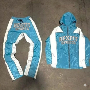 Custom Lightweight Windbreaker Suit Hooded Jacket and Athletic <b>Pants</b> Set Lightweight Sportswear Set For Men's REXFIT SPORTS - Product Image 2