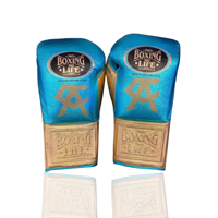 Guantes de boxeo No Boxing No Life, rojos y blancos, de cuero vacuno, para sparring, con cordones.