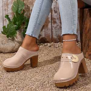 รองเท้าส้นเตารีดแบบสวมสำหรับผู้หญิง ปี 2026 สไตล์ยุโรปอเมริกัน ไซส์ใหญ่ รองเท้าส้นสูงแฟชั่น รองเท้าผู้หญิง - Product Image 4