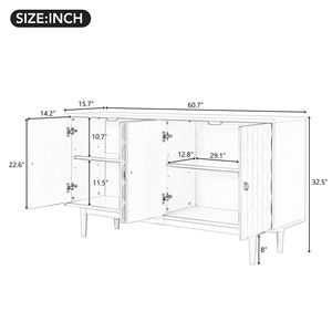 Credenza Moderna a 4 Ante con Motivo Convesso e 2 Maniglie Argentate per Soggiorno, Sala da Pranzo o Cucina - Product Image 4