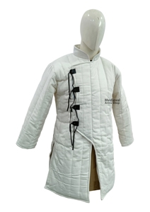 Gambesón Medieval Blanco de Alta Calidad, Largo, de Manga Larga, Acolchado de Algodón, Chaqueta Aketon para Reenactment, Ferias y Fiestas Históricas - Product Image 2
