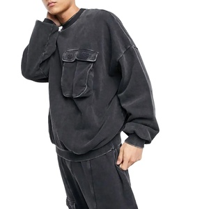 Survêtement délavé à l'acide pour hommes automne hiver vêtements pour hommes 100% coton prix de gros survêtement délavé à l'acide pour hommes pas cher - Product Image 6