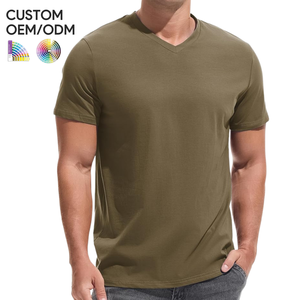 T-shirt pour homme à manches courtes, coupe classique, col rond, couleur unie, 100% coton, tissu tricoté, respirant, écologique, séchage rapide - Product Image 1