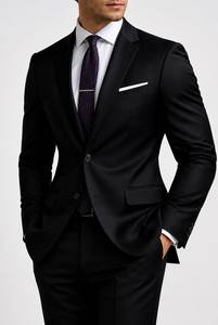 Blazer pour homme à col cranté, simple boutonnage, longueur standard, couleur unie, en polyester, style décontracté chic - Product Image 2