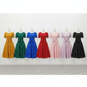 Robe midi décontractée pour femme, style vintage, taille empire personnalisée, boutonnée sur le devant, sans manches, bretelles réglables, dos ajouré, vente en gros - Product Image 1