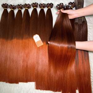 Cabello Remy virgen recto de hueso de espejo de alta calidad que teje Ombre marrón oscuro Color naranja Stock grande con envío rápido - Product Image 3