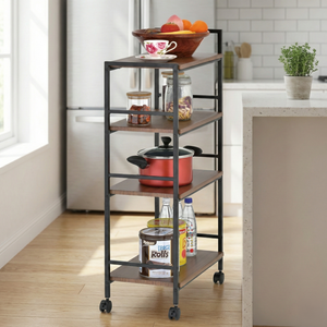 OEM Shopee EBay 4-Tier Metal cocina estante carro Taiwán fábrica hogar almacenamiento artículos para el hogar DIY doble diseño Original - Product Image 1