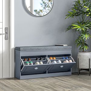 Moderna scarpiera grigia per ingresso Organizer a 2 cassetti cuscino ripiano regolabile contiene 8 mobili da soggiorno - Product Image 3