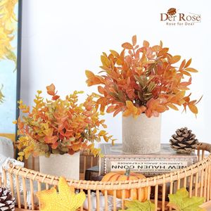 Set di 3 Piante Artificiali in Vaso di Eucalipto per Decorazioni Autunnali, Casa, Ufficio, Scrivania, Stile Rustico - Product Image 4