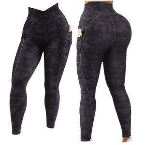Women Leggings Tights High Waist Workout <b>Yoga</b> <b>Pant</b> Spandex/Nylon Quick Dry Heat-Transfer Printed Solid Pattern Custom Packing - Product Image 3