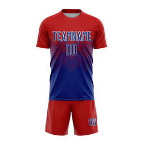 Professional Custom Soccer Kit Full Sublimation Red Blue Gradient Football Jersey Set Moisture Wicking <b>Athletic</b> Training Wear - Product Image 3