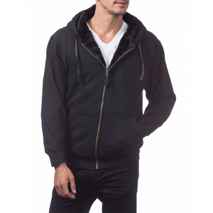 Vintage Style Heavy Weight <b>Wool</b> Zipper Hoodie Men Distressed Solid <b>Yarn</b> Rugged Work Wear Thick Double Layer - Product Image 3