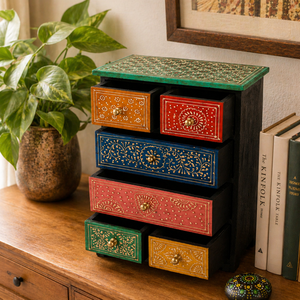 Handcrafted Wooden <b>Drawer</b> Cabinet Mini <b>Storage</b> Organizer Decorative Wooden Almari Jewelry <b>Storage</b> <b>Box</b> Wholesale - Product Image 6