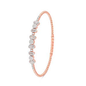 Interlocking Dual-Ring Motif Diamond Link <b>Bangle</b> <b>Bracelet</b> - Product Image 1