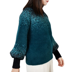 Ropa de invierno, suéter de mohair, nuevo diseño, suéter de mohair personalizado transpirable, suéter de punto con cuello redondo para mujer - Product Image 6