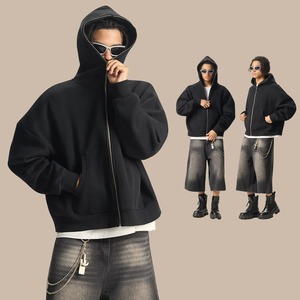 Sudadera con capucha de alta calidad 2026 con cremallera completa, 350 g/m² de algodón polar, oversize para hombre, con cremallera y corte holgado - Product Image 5