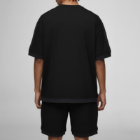 Nouvel ensemble décontracté deux pièces noir pour homme 2026 – T-shirt col rond avec poche et short 100 % coton 300g, séchage rapide, respirant, idéal pour l'été