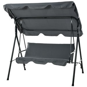 Dondolo da Giardino a 3 Posti Grigio Rilassante con Tettuccio Regolabile e Cuscini Comfort - Product Image 1