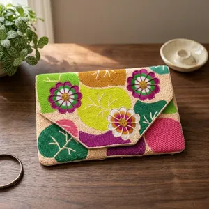 Handmade Beaded Clutch Bag Floral Embroidered <b>Envelope</b> Purse Chain Strap Party Evening Handbag <b>Gift</b> - Product Image 5