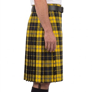 <b>Men's</b> Macleod Lewis Modern Scottish Tartan <b>Kilt</b> Yellow <b>Black</b> Plaid Traditional Pleated <b>Kilt</b> with Belt - Product Image 4