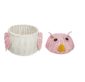 Panier de rangement en forme de hibou mignon, en rotin naturel, tissé à la main, mini organisateur pour la décoration de la maison - Product Image 2