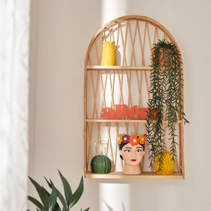 Premium Bamboo Arch Wall Hanging Shelf Functional Storage <b>Rack</b> for Boutique Spa and Hotel Wall Display Wholesale - Product Image 2