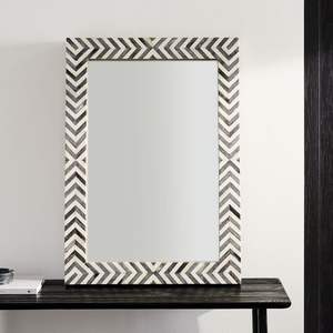 Elegant Wall <b>Mounted</b> Bone Inlay Resin Mirror <b>Frame</b> Designed For Visual Impact And Decorative Balance - Product Image 1