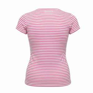 Robe rayée JJ pour femme, manches courtes, moulante, décontractée, été, coton extensible, coupe ajustée, mode streetwear, robe avec logo personnalisé - Product Image 2