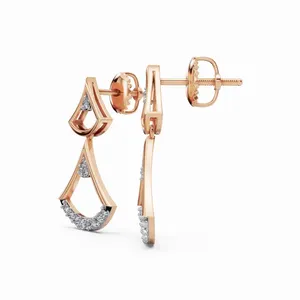 Pendientes de Diamantes Starlit Flow de Nuevo Diseño en Oro Rosa de 18K, Pendientes Colgantes con Corte Redondo, 24 Piezas de Diamantes para Mujer - Product Image 3