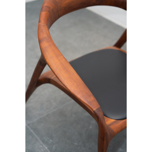 Designer Accent Chair Leather Upholstered Walnut Wood <b>Frame</b> Modern Lounge Chair for Villa Hotel Furniture PISANO - Product Image 4