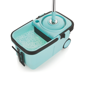 Efficient Floor <b>Mop</b> With Plastic Spinner Bucket Set 360 Rotating Microfiber Head Long Handle Home Kitchen Cleaning System - Product Image 1