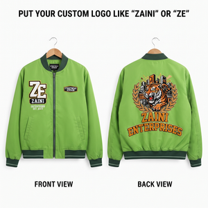 Blouson Bomber d'Hiver Coupe-Vent en Satin 240 GSM de Haute Qualité, Orange et Noir, avec Broderie de Logo Personnalisé et Patch en Chenille, Fermeture Éclair - Product Image 1