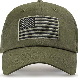 Gorra de Béisbol Verde Oliva con Bordado de la Bandera Americana en el Panel Frontal, Ajustable, Unisex, de Malla, Diseño Casual de 5 Paneles para Adultos - Product Image 1