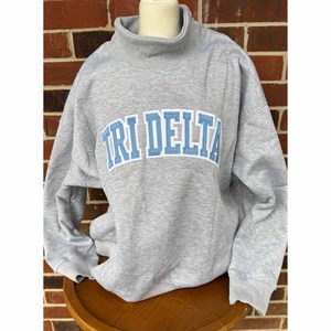 Tri / Delta Embroidery Women's Casual Autumn/Winter Knitted <b>Mock</b> <b>Neck</b> Pullover Sweatshirt Breathable Anti-Wrinkle Front - Product Image 1