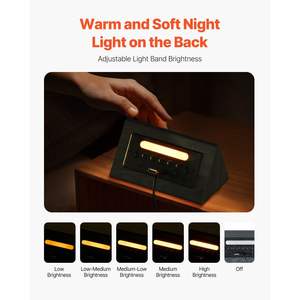 Orologio Desktop digitale doppio allarme con luce notturna USB nero scrivania & orologio da tavolo - Product Image 3