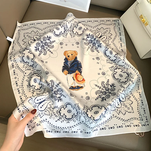 100% Mulberry Silk Fashion <b>Scarf</b> Women Retro Paisley Satin Square Customizable Versatile <b>Neck</b> Headband Bag Tie Neckerchief - Product Image 1