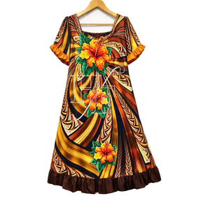 Nuevo Vestido Hawaiano con Estampado Floral Tropical para Mujer, Personalizado con Plumeria e Hibisco, Manga Corta, Ropa de Playa para Verano - Product Image 2