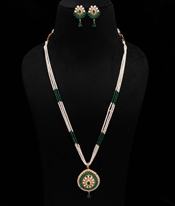 Wholesale PriceWomen's Emerald Pearl Kundan <b>Necklace</b> Set Festive Wedding Jewelry Gift for Her - Product Image 2