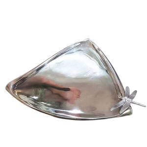 Highest Quality Silver Metal <b>Tray</b> With Dragonfly Accent Antique Home Table Decorative Food <b>Snacks</b> Serving <b>Trays</b> In Good Price - Product Image 1